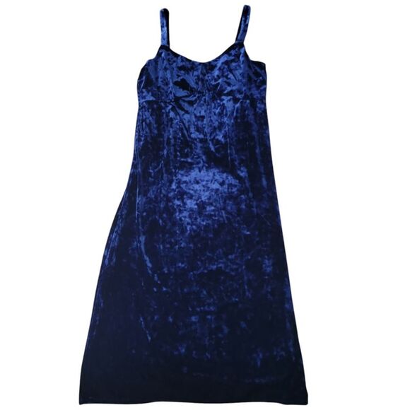 Jessica Simpson Women's Luxurious Crushed Velvet Slip Dress - Blue Depths - Picture 1 of 3